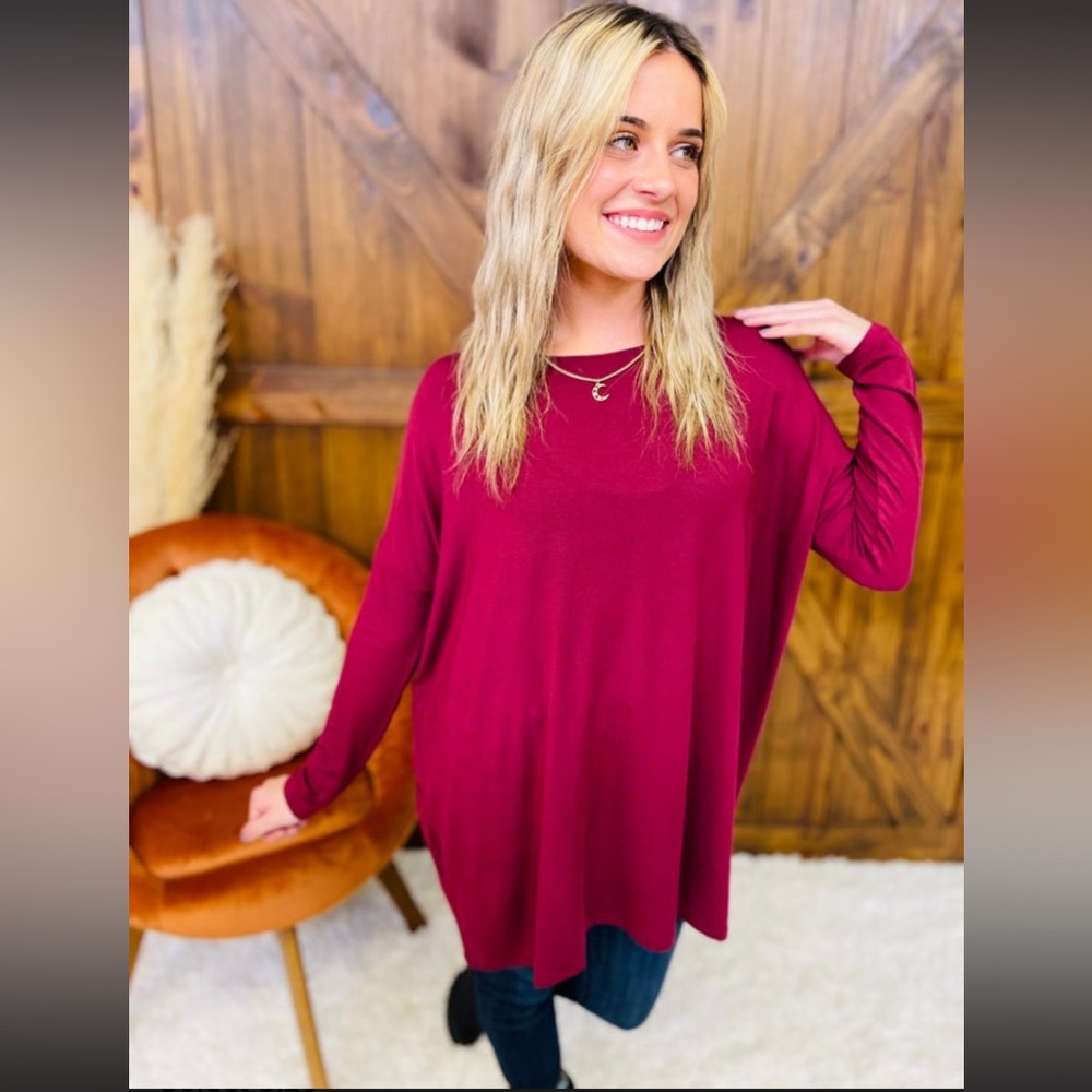 What a Relief Top- Dark Burgundy